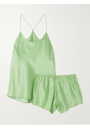 Olivia von Halle - Bella Polka-dot Silk-satin Pajamas - Green - x small,small,medium,large,x large