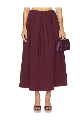 Camila Coelho Carina Midi Skirt in Burgundy. Size M. Also in XS, XXS, S, L, XL.