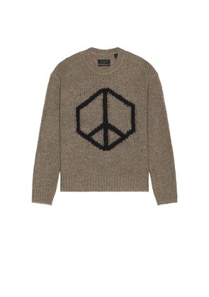 ALLSAINTS Message Crew Neck Sweater in Grey. Size M. Also in S, L, XL/1X.