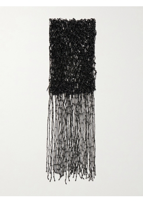Dries Van Noten - Fringed Embellished Beaded Scarf - Black - One size