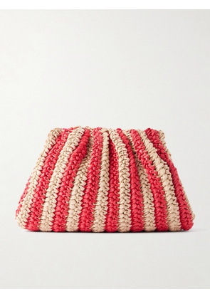 Loeffler Randall - Bailey Striped Crocheted Raffia Clutch - Red - One size
