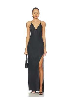 EAVES Lydia Silk Maxi Dress in Black. Size M. Also in S, L, XL.