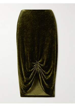 Valentino Garavani - Ruched Velvet Skirt - Green - IT36,IT38,IT40,IT42,IT46,IT48