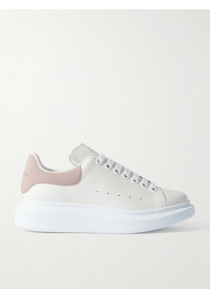 MCQUEEN - Exaggerated-sole Suede-trimmed Leather Sneakers - White - EU 35,EU 35.5,EU 38,EU 38.5,EU 39.5,EU 40,EU 40.5,EU 41