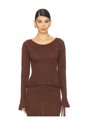 ASTA RESORT Michaela Longsleeve Top in Chocolate. Size S. Also in XS, M.