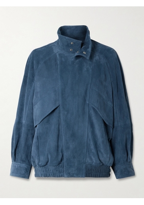 Nour Hammour - Ariste Oversized Paneled Suede Jacket - Blue - x small,small,medium,large,x large