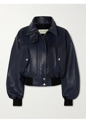 Nour Hammour - Briar Cropped Leather Bomber Jacket - Blue - x small,small,medium,large,x large