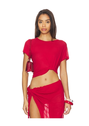 Courtney Zheng Ares Pima Cotton Tuck Tee in Red. Size L. Also in S, M.