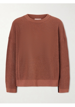 Brunello Cucinelli - Metallic Open-knit Cotton-blend Sweater - Red - xx small,x small,small,medium,large,x large,xx large
