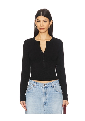 Bobi Slim Placket Tee in Black. Size M. Also in XS.