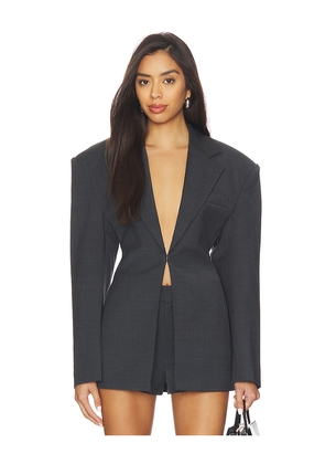 Courtney Zheng Milena Scuba Wool Blazer in Grey. Size M. Also in S.