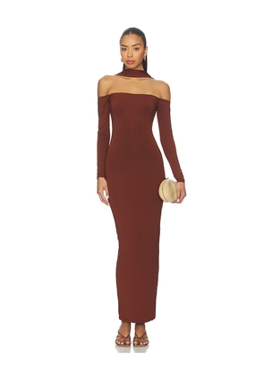 ALL THE WAYS Aida Maxi Dress in Brown. Size M. Also in S, XS, XXS.