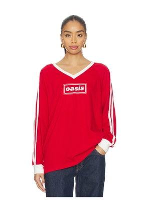 DAYDREAMER Oasis Box Logo Club Long Sleeve Top in Red. Size S/M. Also in L/XL.