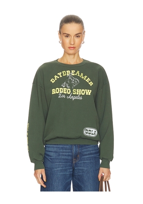 DAYDREAMER Rodeo Show Oversized Crew Sweatshirt in Dark Green. Size S/M. Also in L/XL.