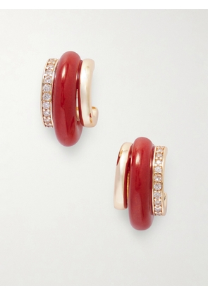 Roxanne Assoulin - The Stone Huggie Gold-tone, Carnelian And Crystal Hoop Earrings - One size
