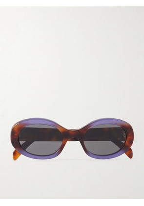 CELINE Eyewear - Triomphe Oval-frame Acetate Sunglasses - Brown - One size