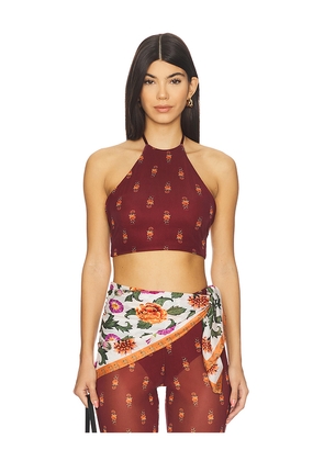 Agua Bendita x REVOLVE Jam Crop Top in Burgundy. Size M. Also in S, XS, L, XL.