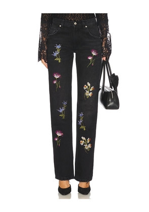 Blumarine Embroidered Denim Straight Leg in Black. Size 38. Also in 36, 40.