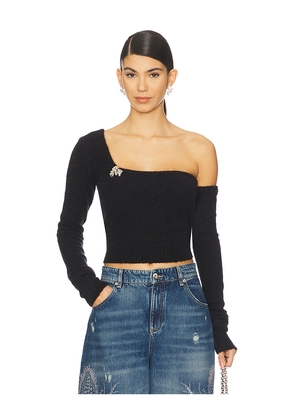 Blumarine One-shoulder Knit Sweater in Black. Size M. Also in XS, L.