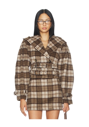 AFRM The Crop Trench Jacket in Brown. Size L. Also in S, XXS, XS, M, XL, XXL.