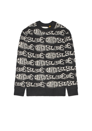 Critical Slide Madness Crew Knit Sweater in Black. Size M. Also in S, L, XL/1X.