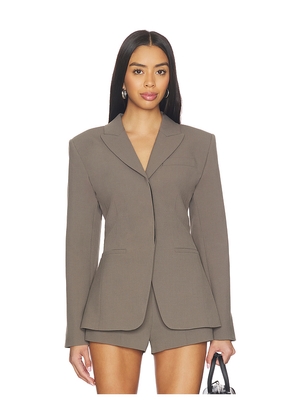 EAVES Keki Cinched Waist Blazer in Dark Grey. Size S. Also in XXS, XS, M, XL.