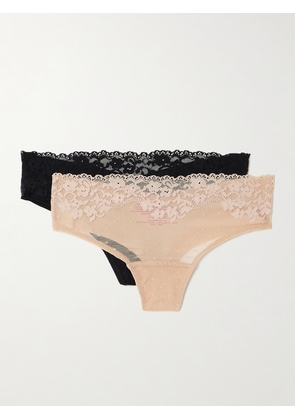 Commando - Double Take Set Of Two Lace-trimmed Stretch Thongs - Multi - XS/S,S/M,M/L,L/XL