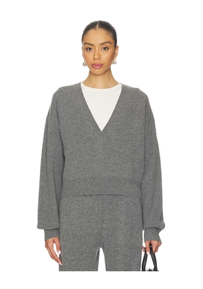 EAVES Lonne Deep V-neck Sweater in Grey. Size M. Also in S, XS.