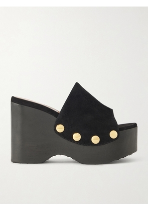 Gianvito Rossi - 60 Studded Suede Platform Wedge Mules - Black - IT36,IT36.5,IT37,IT37.5,IT38,IT38.5,IT39,IT39.5,IT40,IT40.5,IT41,IT41.5,IT42