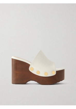 Gianvito Rossi - 60 Studded Suede Platform Wedge Mules - White - IT36,IT36.5,IT37,IT37.5,IT38,IT38.5,IT39,IT39.5,IT40,IT40.5,IT41,IT41.5,IT42