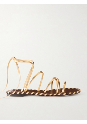 Gianvito Rossi - Lace-up Metallic Leather Sandals - Gold - IT36,IT36.5,IT37,IT37.5,IT38,IT38.5,IT39,IT39.5,IT40,IT40.5,IT41,IT41.5,IT42