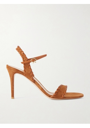 Gianvito Rossi - 85 Whipstitched Leather-trimmed Suede Sandals - Brown - IT36,IT36.5,IT37,IT37.5,IT38,IT38.5,IT39,IT39.5,IT40,IT40.5,IT41,IT41.5,IT42