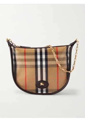 Burberry - Leather-trimmed Checked Coated-canvas Shoulder Bag - Neutrals - One size