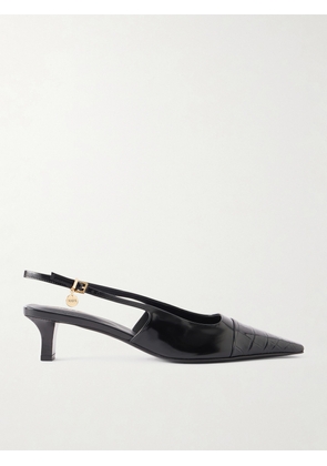 Tod's - Embellished Croc-effect Leather Slingback Pumps - Black - IT36,IT36.5,IT37,IT37.5,IT38,IT38.5,IT39,IT39.5,IT40,IT40.5,IT41,IT41.5,IT42