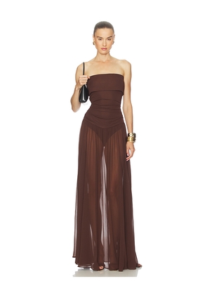 Camila Coelho Minji Maxi Dress in Chocolate. Size M. Also in L, S, XL, XS, XXS.