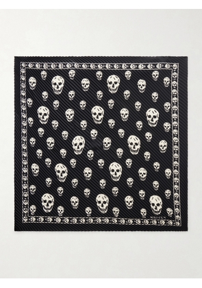MCQUEEN - Printed Plissé Silk-satin Scarf - Black - One size