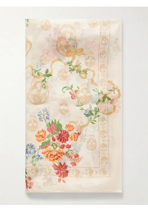 MCQUEEN - Printed Silk-voile Scarf - White - One size