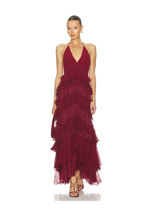 Alice + Olivia Liana Ruffle Maxi Dress in Red. Size 2. Also in 10, 8.