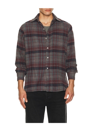 Beams Plus Open Collar Brushed Satin Plaid Shirt in Red. Size S. Also in L.