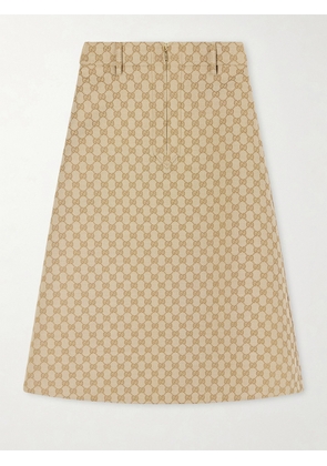 Gucci - Canvas-jacquard Skirt - Neutrals - IT40,IT42,IT44