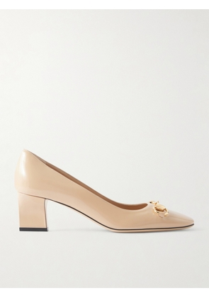 Gucci - Zhora Horsebit-embellished Glossed-leather Pumps - Pink - IT36,IT37,IT38,IT39,IT40,IT41