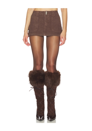 GUIZIO Anais Cargo Mini Skirt in Chocolate. Size M. Also in L, S, XS, XXS.