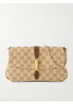 Gucci - Aperitivo Leather-trimmed Canvas-jacquard Shoulder Bag - Neutrals - One size