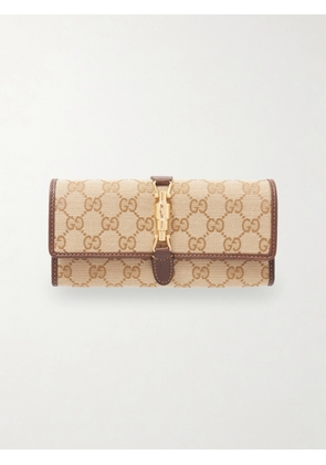Gucci - Jackie Leather-trimmed Canvas-jacquard Wallet - Neutrals - One size