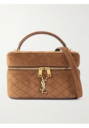 SAINT LAURENT - Gaby Vanity Mini Quilted Suede Shoulder Bag - Brown - One size