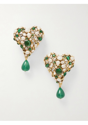 SAINT LAURENT - Bo Coeur Fetiche Gold-tone And Crystal Clip Earrings - One size