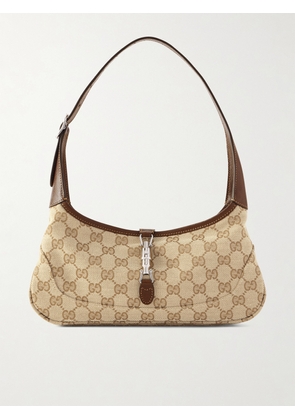 Gucci - Jackie Slim Small Leather-trimmed Canvas-jacquard Shoulder Bag - Neutrals - One size