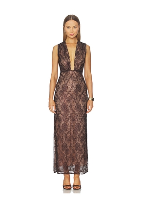 AKNVAS Leo Beaded Gown in Chocolate. Size 2. Also in 0, 4, 6.
