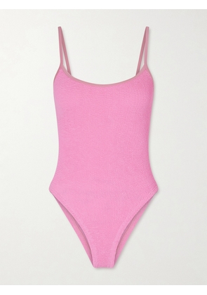 Hunza G - Pamela Seersucker Swimsuit - Pink - One size
