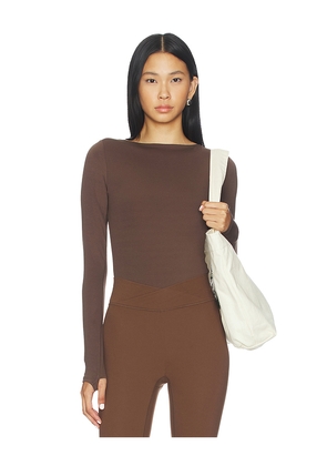 Beyond Yoga Serene Boatneck Bodysuit in Brown. Size M. Also in S, XS, L.